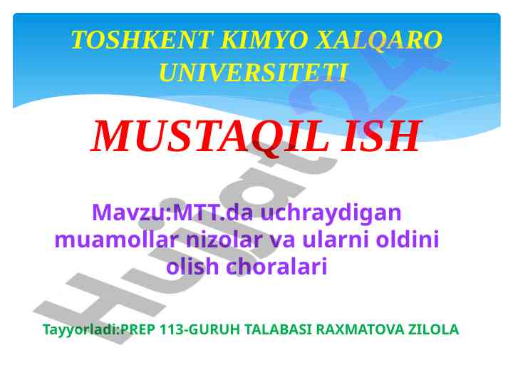 Mtt da muamolar nizolari va ularni oldini olish