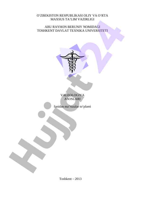 Valeologiya asoslari fanidan maʼruzalar to‘plami