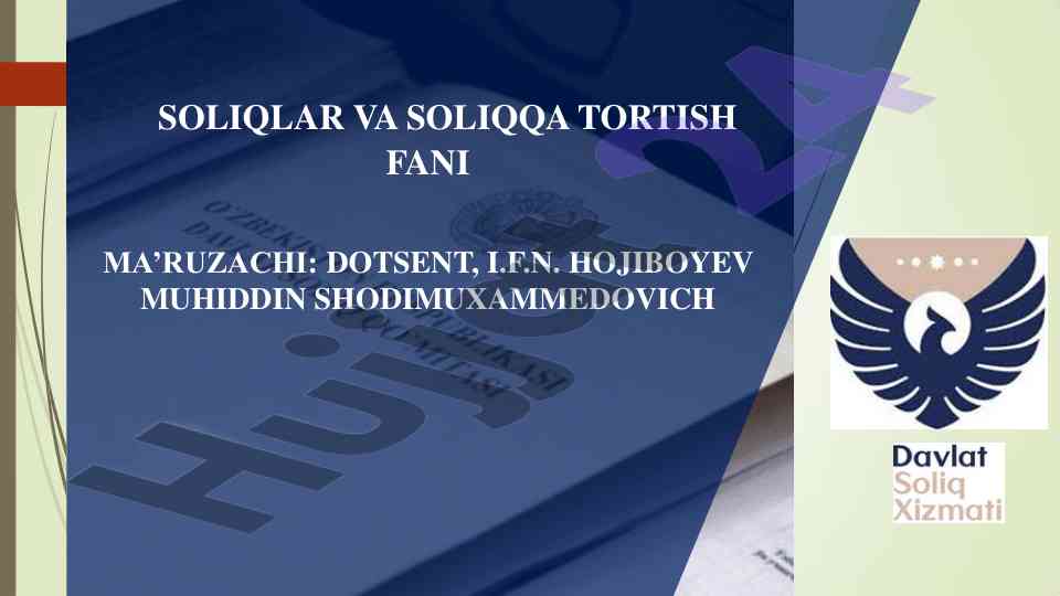 Soliq hisobi va uning nazariy asoslari