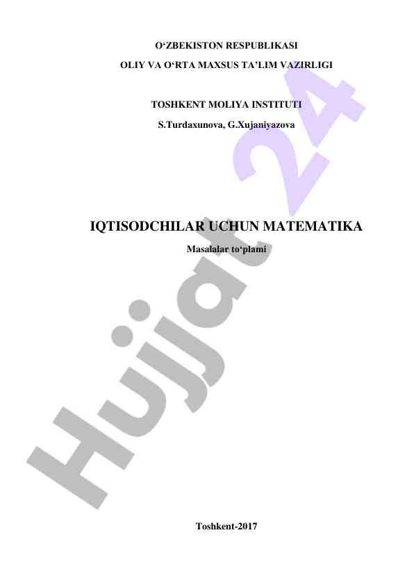 Iqtisodchilar uchun matematika masalalar to‘plami