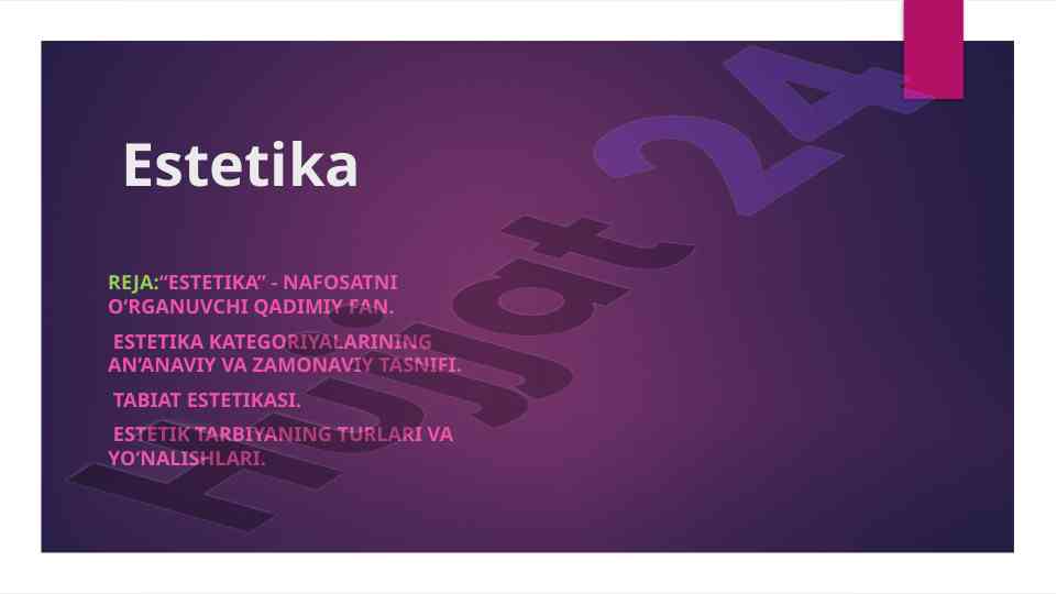 Estetika fani va uning tarixi