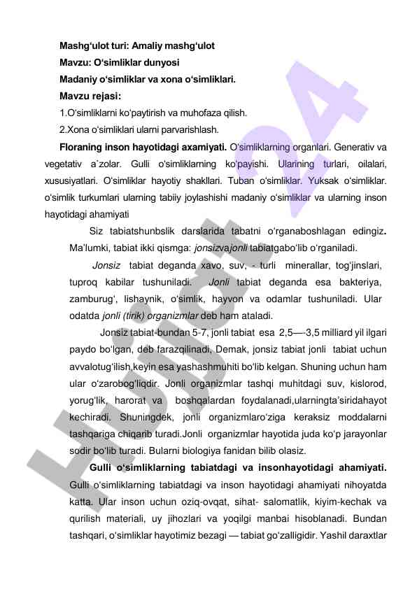 O‘simliklar dunyosini o‘rganish bo‘yicha qo‘llanma