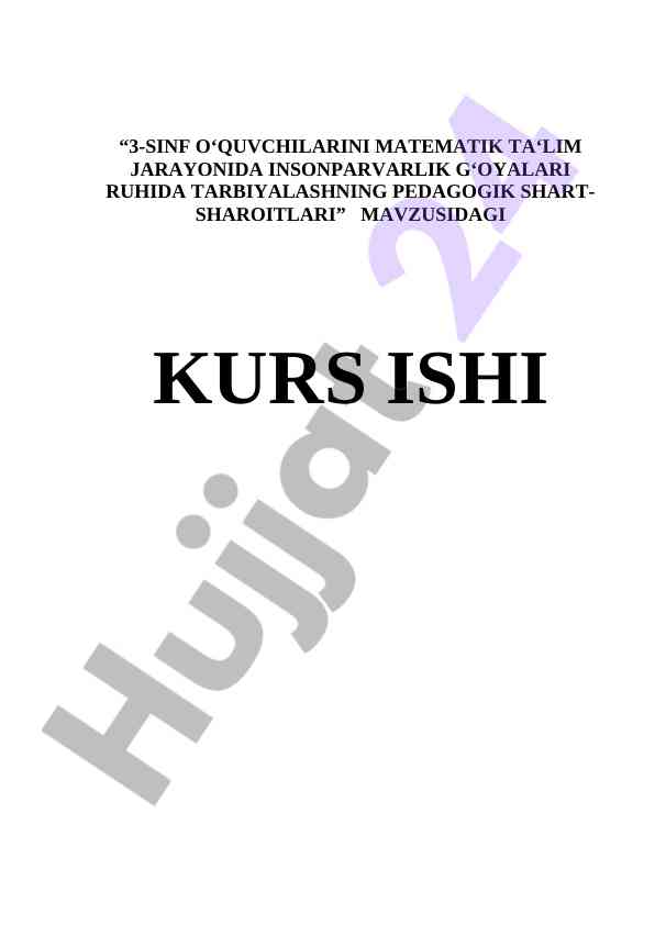 Uchinchi sinf oʻquvchilarini matematik talim tarbiyalash