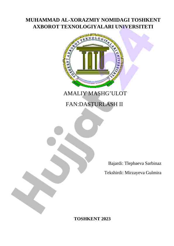 Amaliy mashg‘ulotda dasturlash misollari
