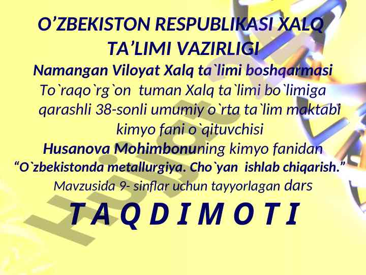 O‘zbekistonda metallurgiya cho‘yan ishlab chiqarish