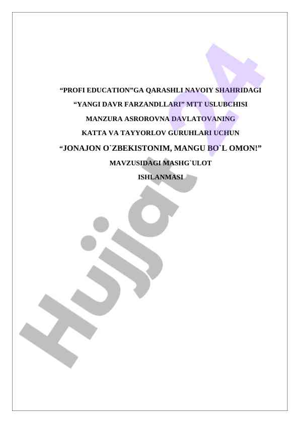 Jonajon ozdavr farzandllari mashgulot ishlanmasi