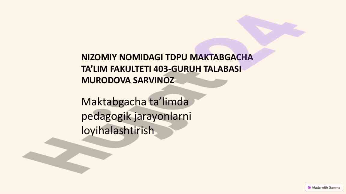 Maktabgacha ta'limda individuallashtirish jarayonlari