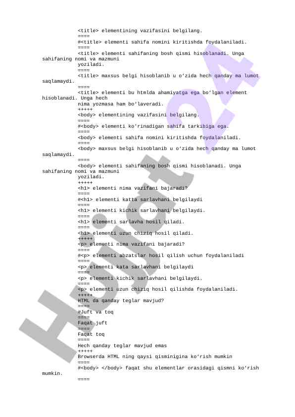 Html elementlari vazifalari haqida ma'lumot