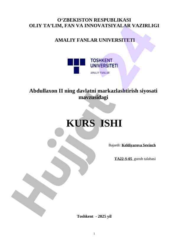 Abdullaxon ii ning davlatni markazlashtirish siyosati