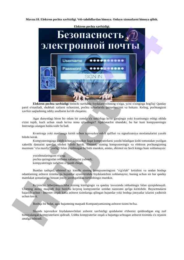 Elektron pochta xavfsizligini ta'minlash usullari
