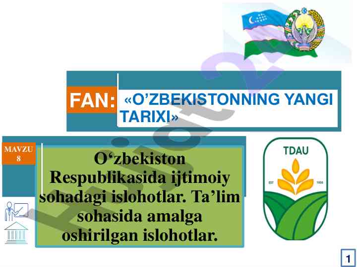 O‘zbekiston tarixi va madaniyatidagi islohotlar