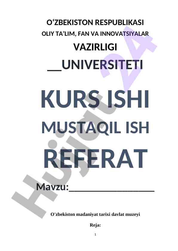 O‘zbekiston madaniyat tarixi davlat muzeyi tahlili
