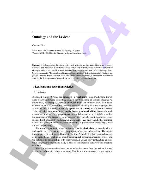 Ontology and the lexicon in linguistic analysis