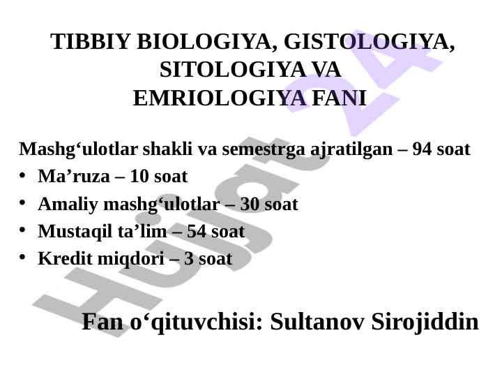 Sitologiya faniga kirish hujayra klasifikatsiyasi