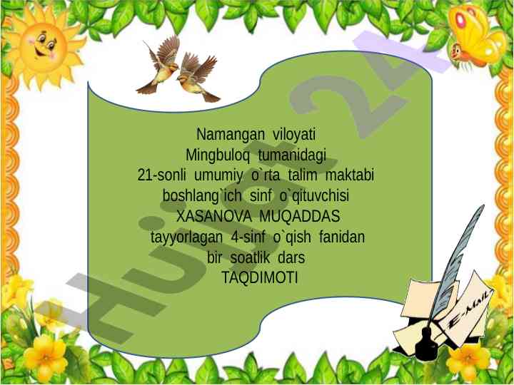 Suv bilan suhbat dars taqdimoti
