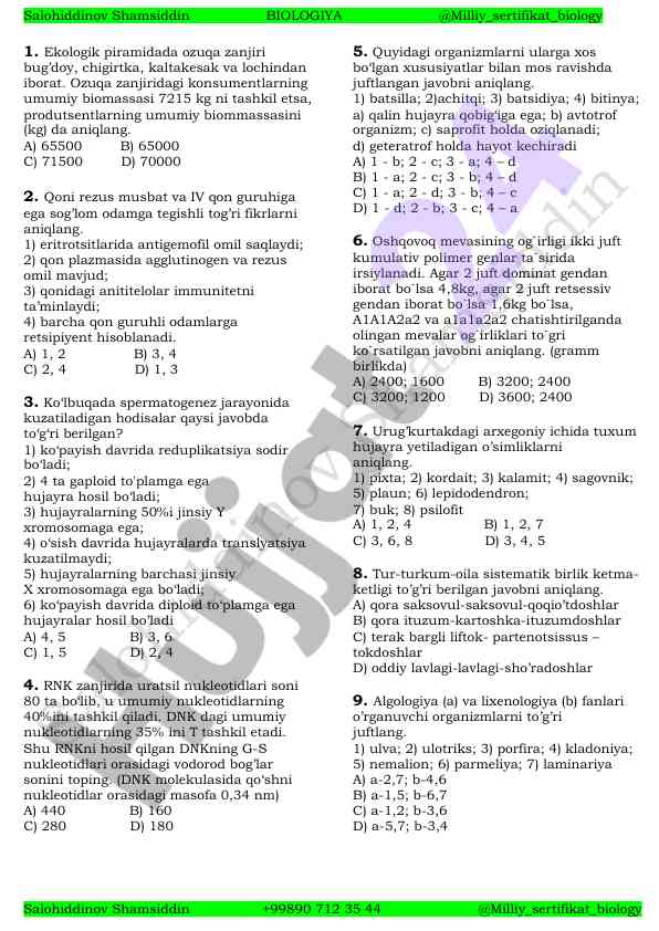 Ozuqa zanjiri va qon guruhlari tahlili