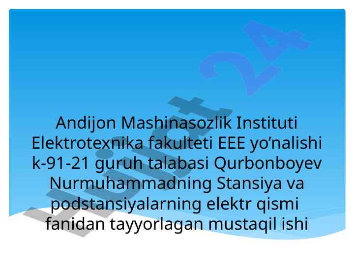 Issiqlik elektr stantsiyalarining elektr sxemalari