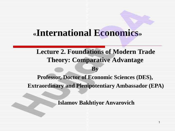 Foundations of modern trade theory in economics