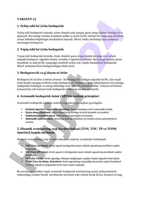 Ochiq va yopiq tsikl boshqarish tizimlari