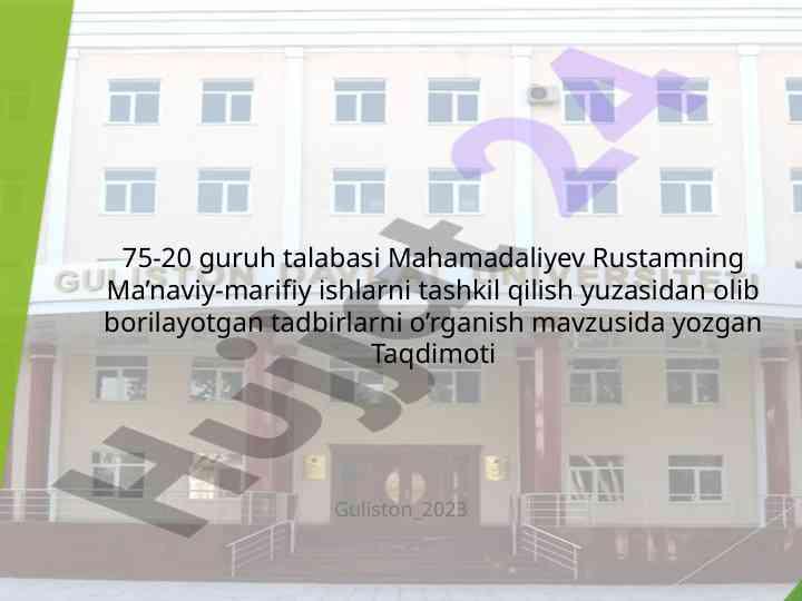 Ma’naviy-marifiy ishlarni tashkil qilish tadbirları