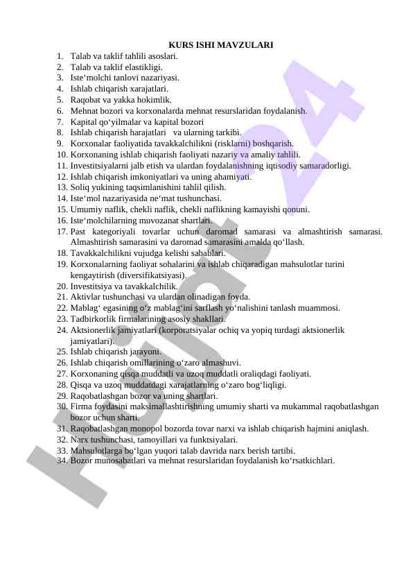 Talab va taklif tahlili asoslari