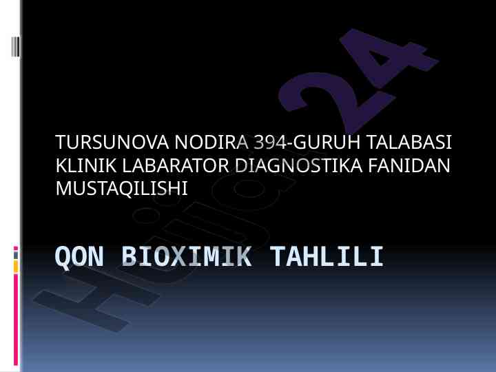 Klinik qon tahlili va bioximik diagnostika