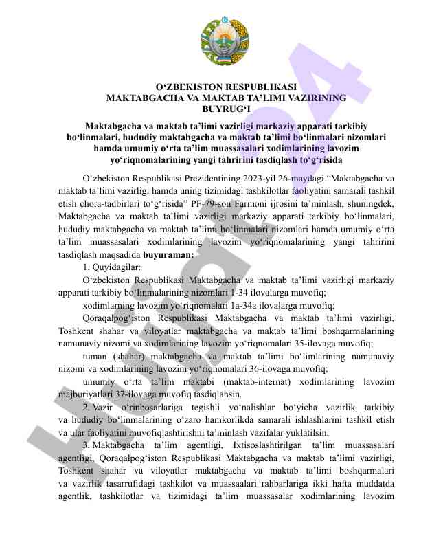Yangi tahrirdagi maktabgacha ta’lim nizomlari