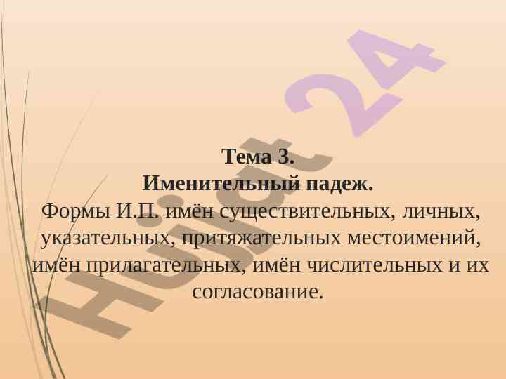 Именительный падеж формы имен существительных