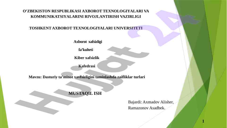 Dasturiy ta’minot xavfsizligini taminlashda zaifliklar