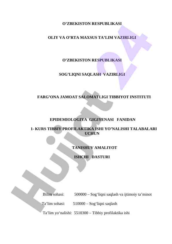 Amaliyot dasturi tibbiy profilaktika ishlari