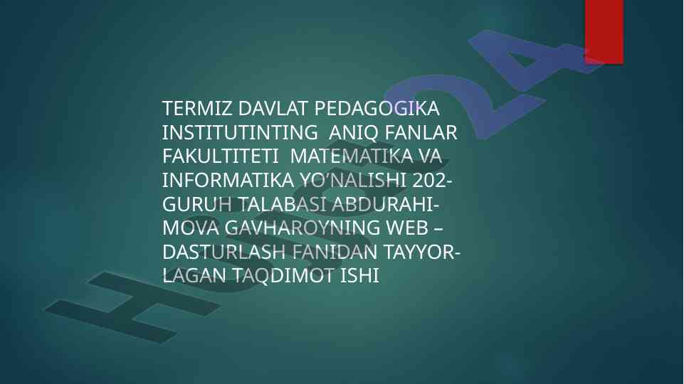 Jadval yaratish va ustunlarga tekislash