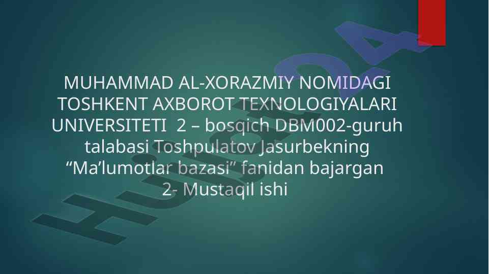And or not mantiqiy standart so'zlardan foydalanish