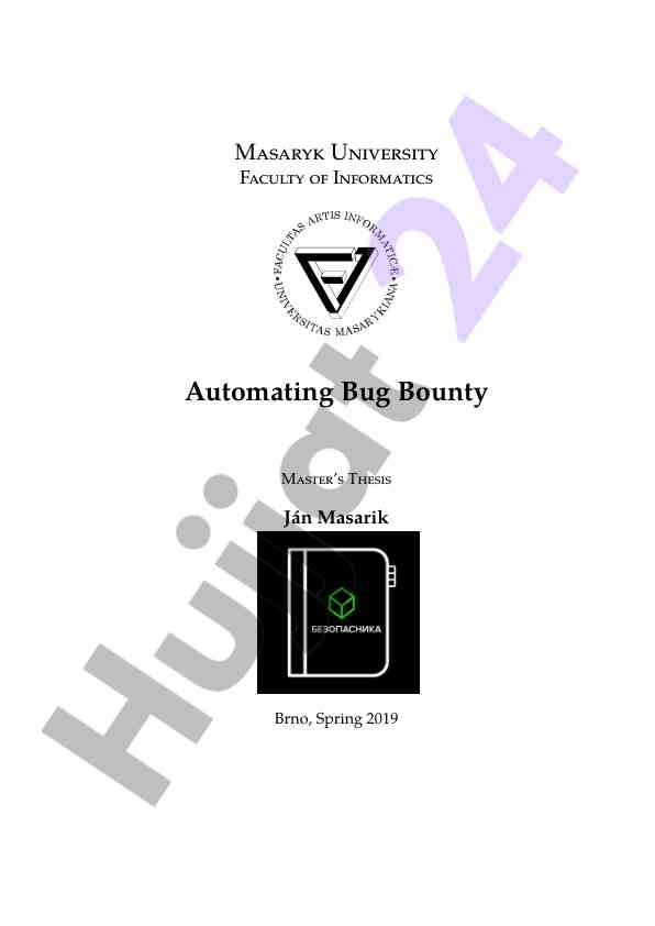 Automating bug bounty master’s thesis overview