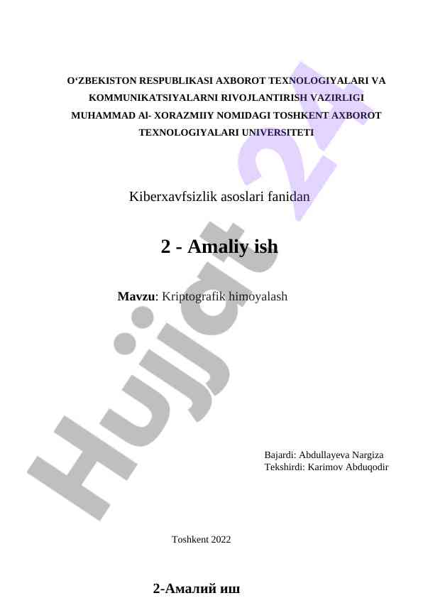 Kiberxavfsizlik asoslari: kriptografik himoyalash