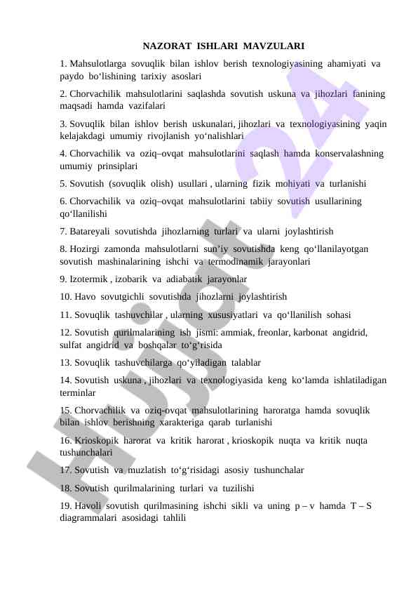 Sovuqlik bilan ishlov berish texnologiyalari
