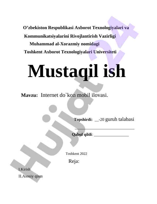 Internet do'kon mobil ilovasi haqida mustaqil ish