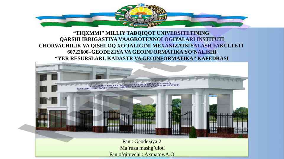 Geodeziya va yer resurslari bilan tanishtirish