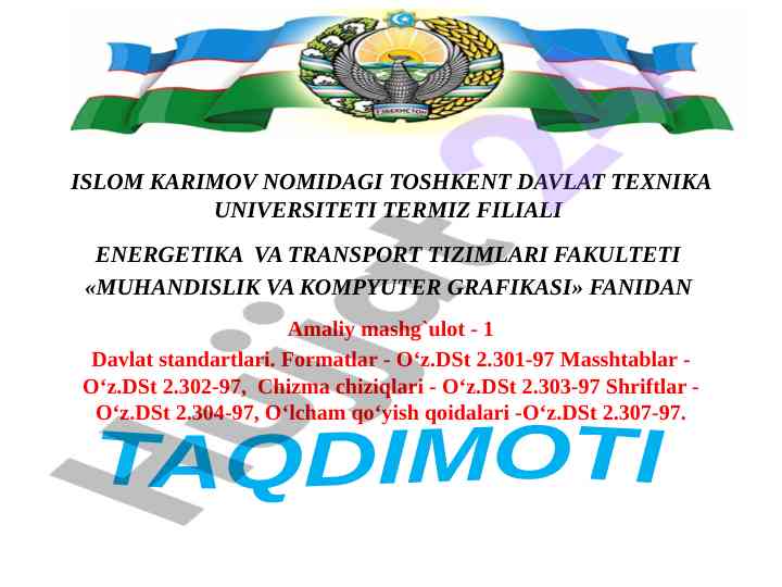 Muhandislik va kompyuter grafikasi amaliy mashg‘ulot 1
