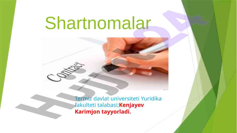 Shartnoma tushunchasi va uning turlari