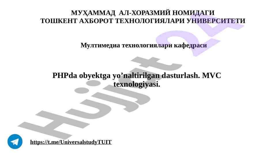 Obyektga yo‘naltirilgan dasturlash va mvc texnologiyasi