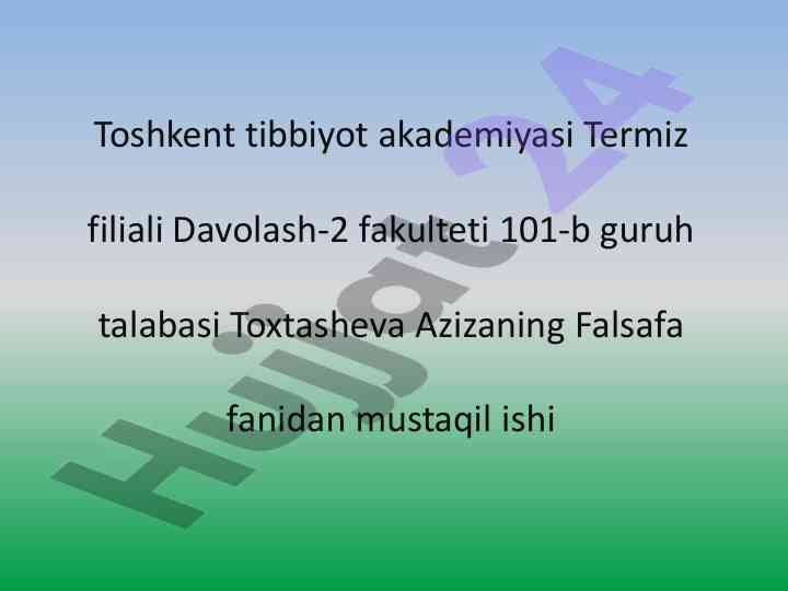 Hozirgi zamon umumbashariy muammolar va oqibatlari