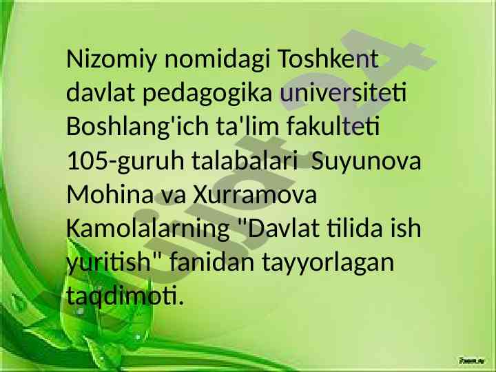Iboralarning uslubiy xususiyatlari taqdimoti