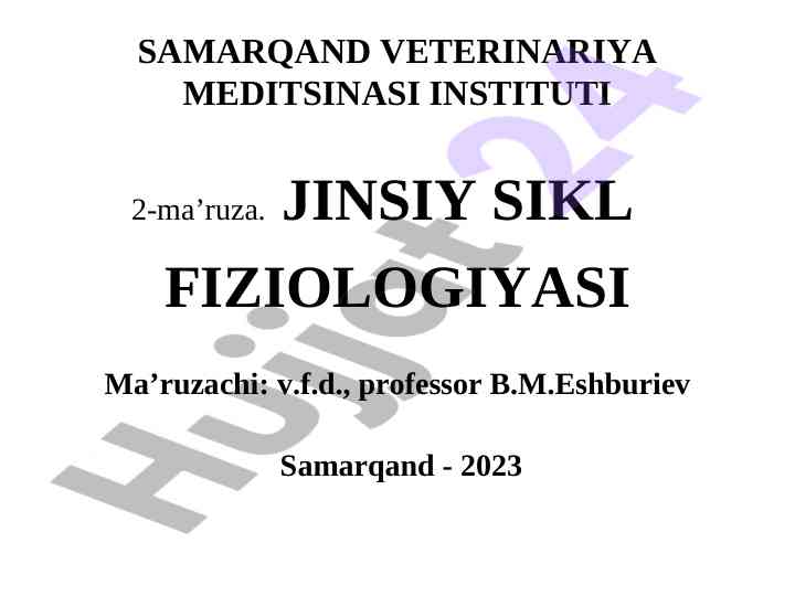 Jinsiy sikl fiziologiyasi o‘quv qo‘llanmasi