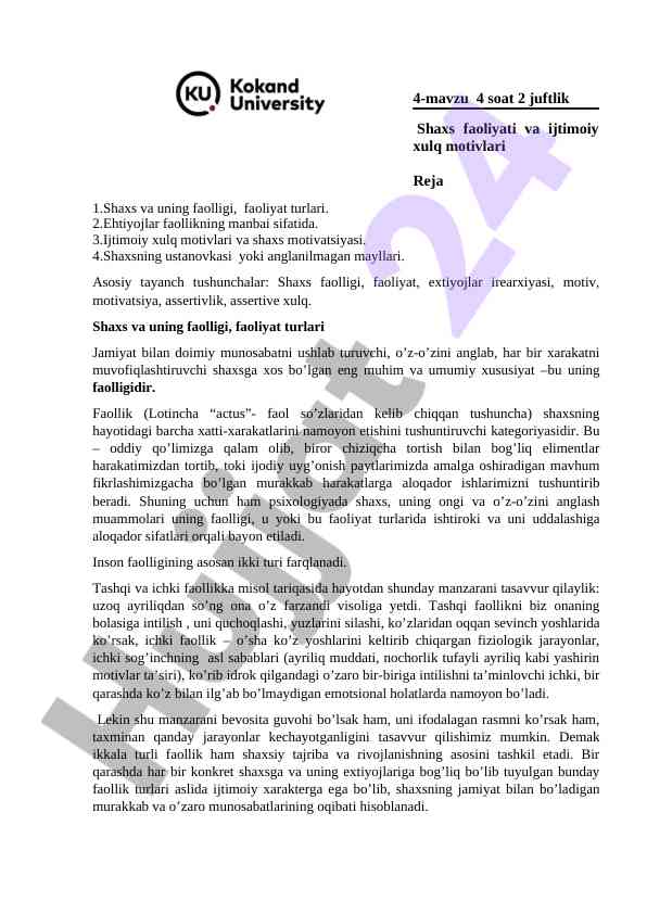 Shaxs va uning faolligi turlari