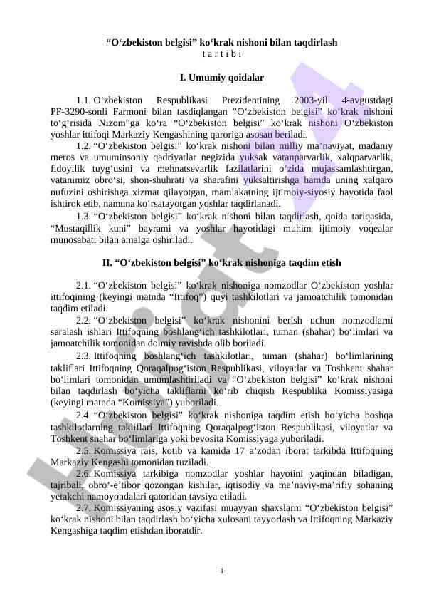 O‘zbekistonda belgilar bilan taqdirlash tartibi