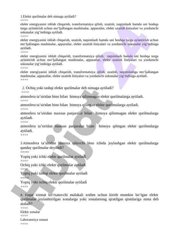 Elektr qurilmalar va ularning turlari