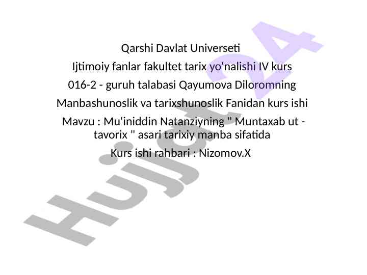 Mu'iniddin natanziyning muntaxab ut-tavorix asari