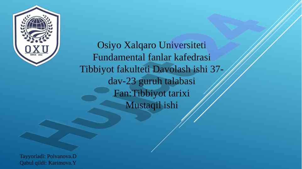 Oʻzbekistonda sogʻliqni saqlash rivojlanishi tarixi