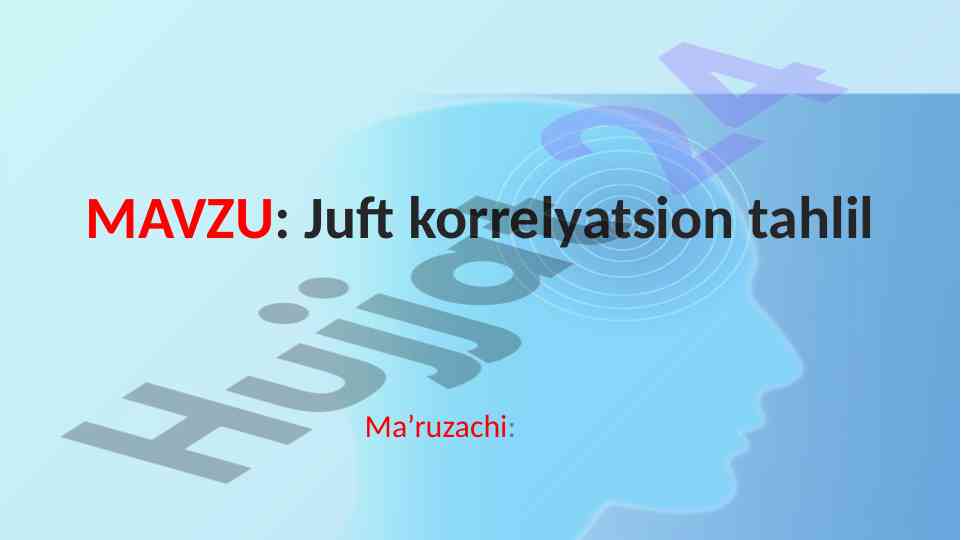 Juft korrelyatsion tahlilning asosiy asoslari