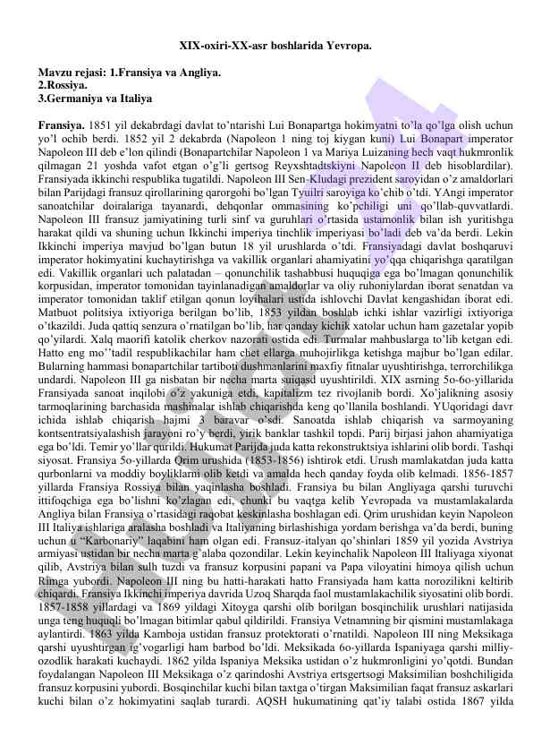Xix-asr boshlarida yevropada davlat tushunchalari